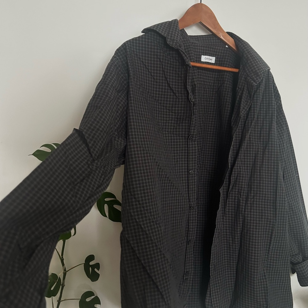Black Checkered Button-Up Shirt